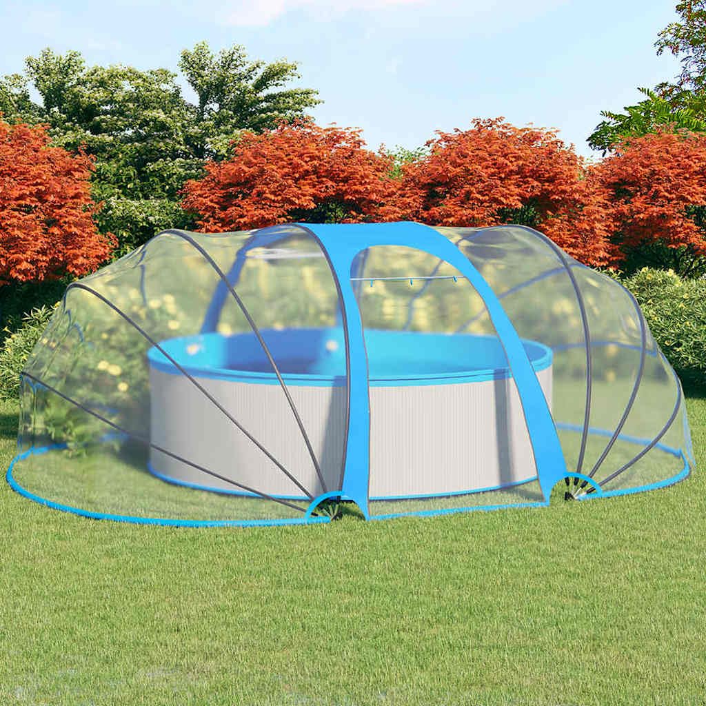 Cupola ovale per piscina, 530 x 410 x 210 cm, in PVC, con telaio in fibra di vetro, impermeabile, con due porte laterali arrotolabili, adatta per piscina fuori terra, offre protezione UV e