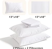 Vista 7 de NTBAY Paquete de 2 almohadas con fundas de almohada de algodón egipcio, relleno alternativo de algodón suave de 13 x 18 pulgadas, almohadas sobre