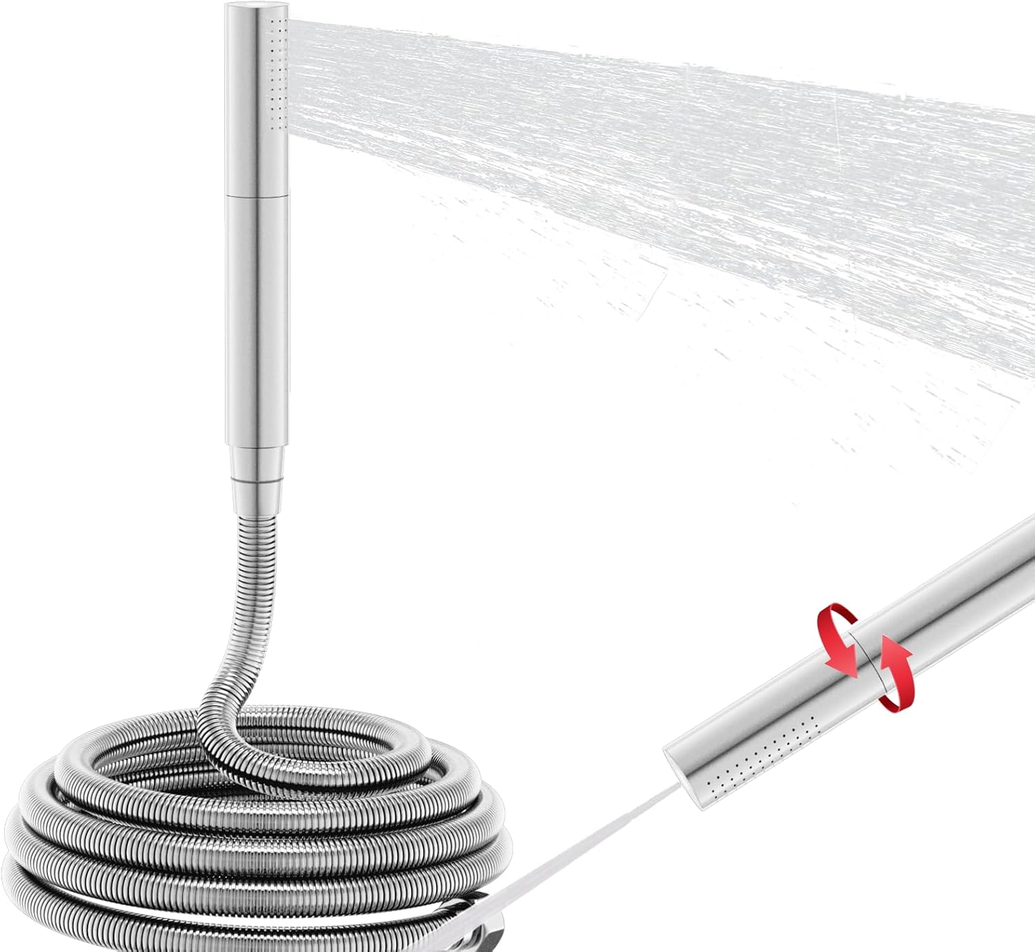 AYIVG Chrome Finish Round Brass 2 In 1 Function High Pressure Handheld Shower Head Sprayer Hand Shower Wand with 59 Inch Hose For Bathroom Shower System