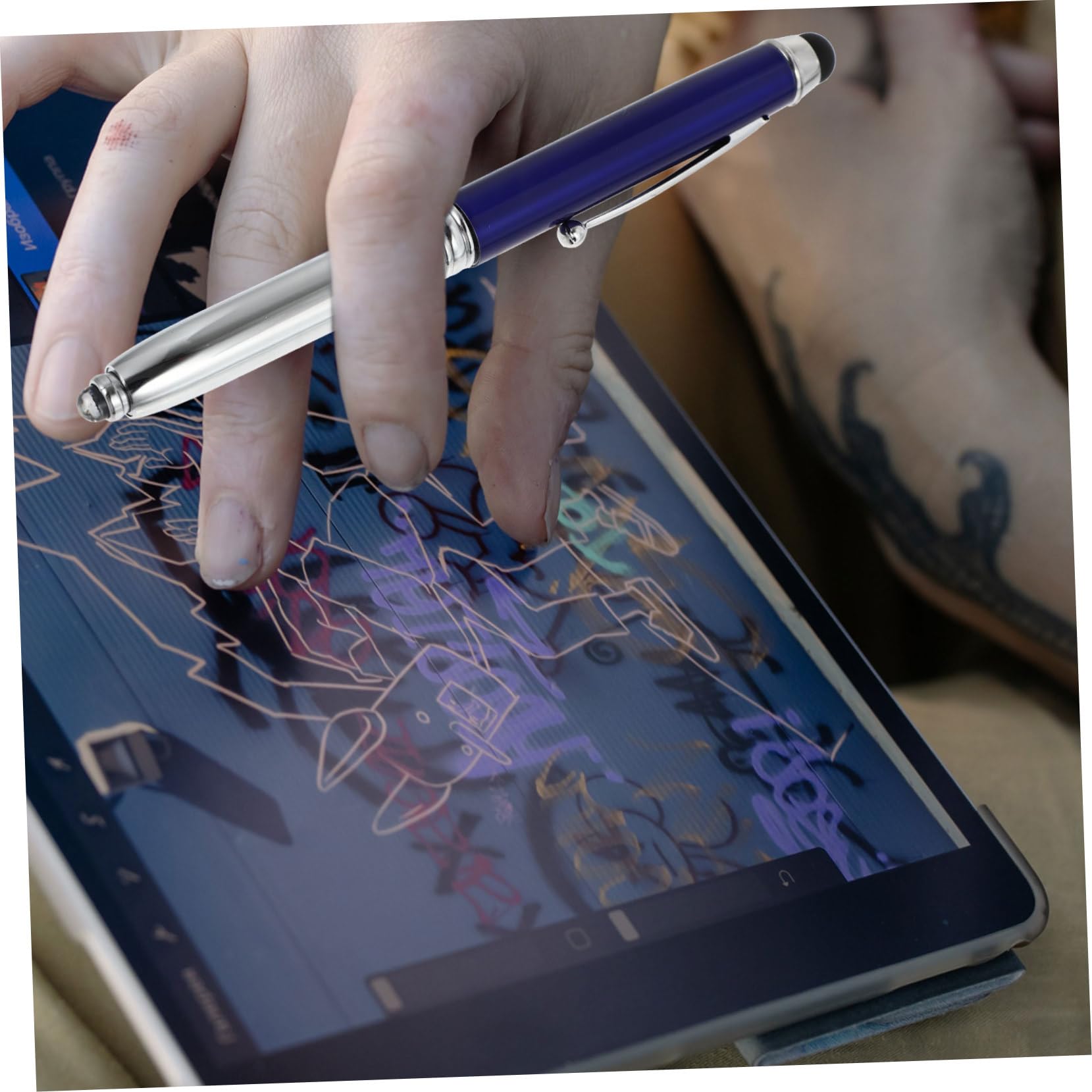Stylus Pencil Touch Screen Nero 10 Pezzi con Luce LED | Acciaio Plastico, Punta Liscia, per Office e Inverno, Decorazioni Scuola