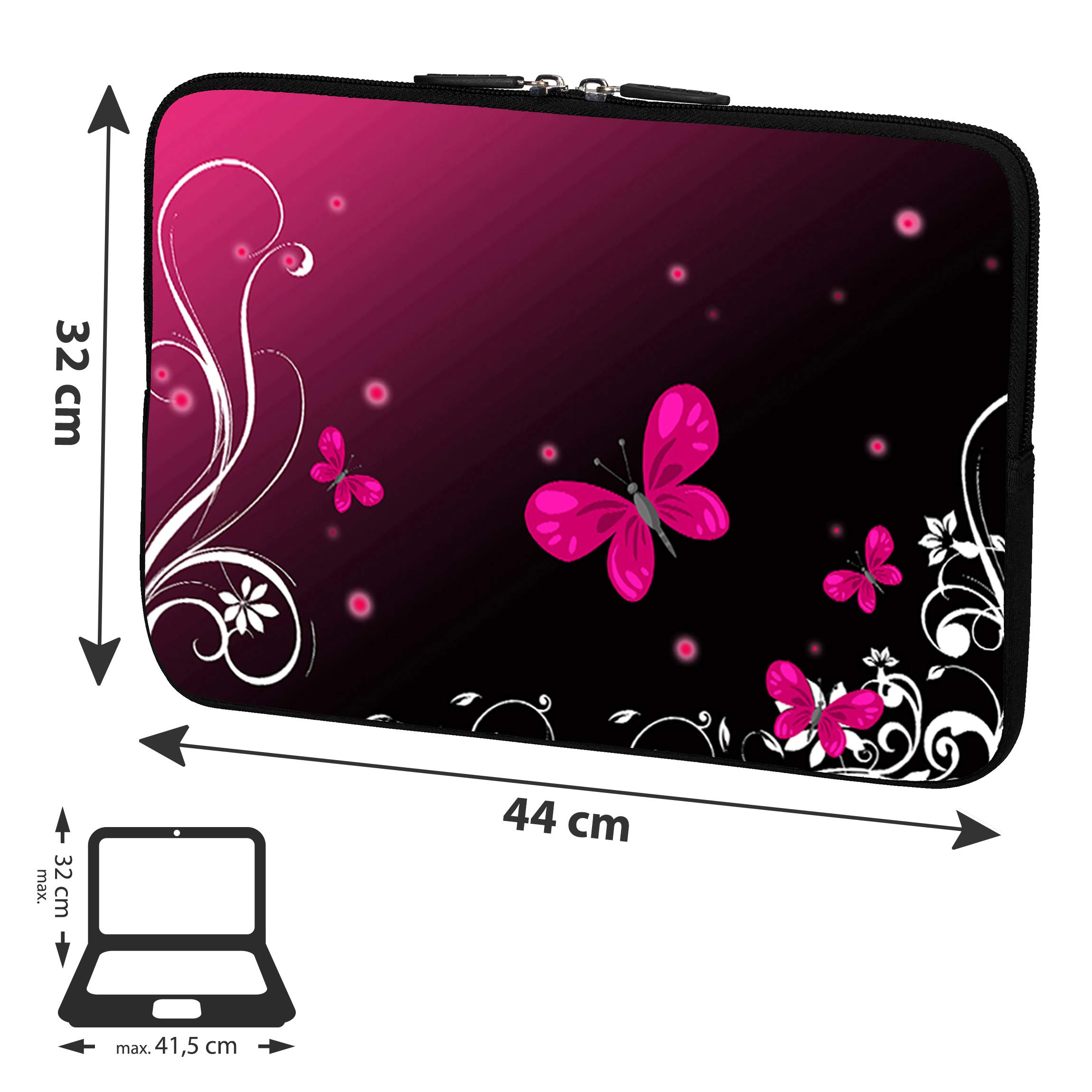 PEDEA Designerski pokrowiec ochronny na notebook do 17,3 cala (43,9 cm), motyl