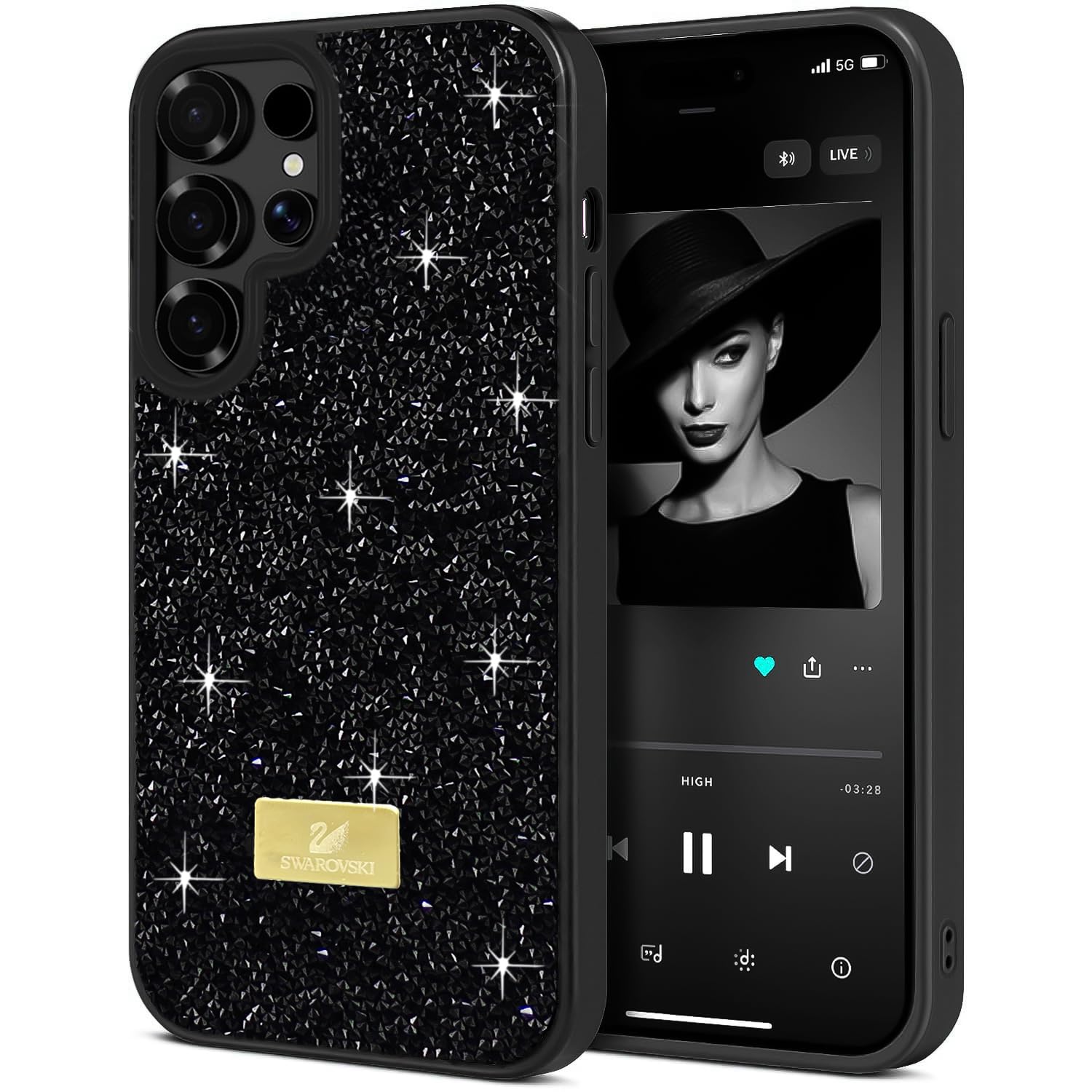 Dl3 Mobilak Case For Samsung Galaxy S25 Ultra Case Glitter, Sparkle Diamond Crystal Bling with Bling, Thin Lightweight Full Body Shockproof Anti-Scratch Protective Cover
