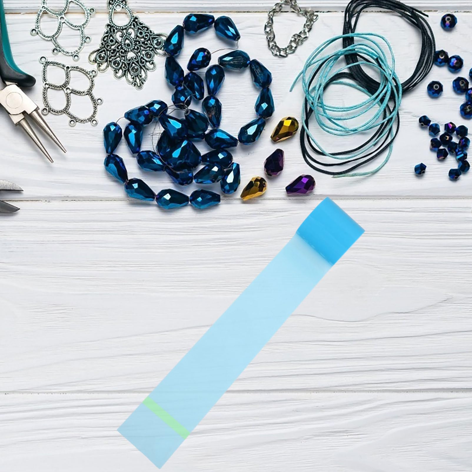 Cinta Adhesiva Epoxi para Hacer Tú Mismo, 2 Rollos Azul, Material Adhesivo para Manualidades y Joyería, Protege Superficies y Evita Fugas de Pegamento