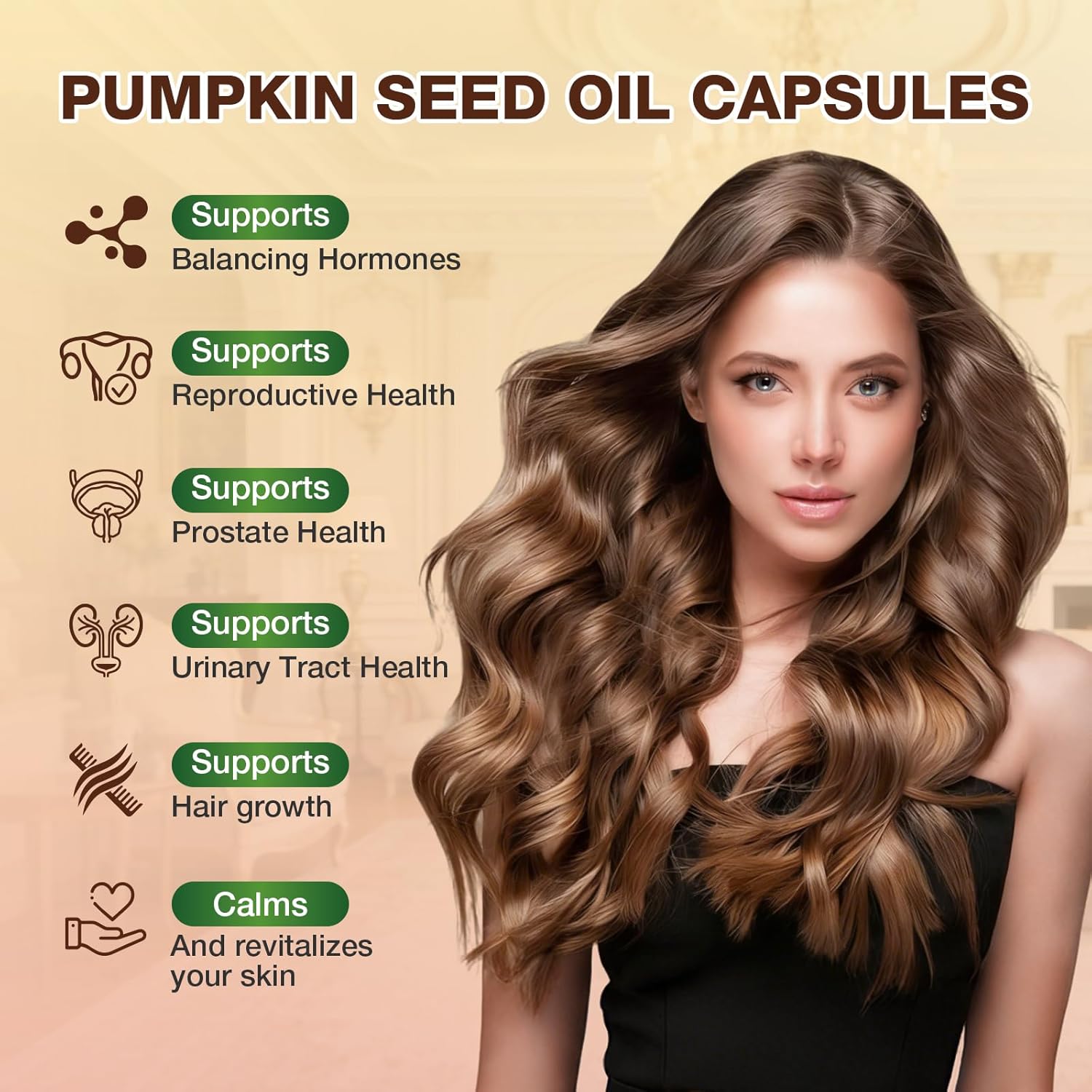 Pumpkin Seed Oil Capsules - Cold Pressed Pure Virgin Oil, Essential Fatty Acids and Plant Sterols | 300 Capsules | Supports Hair, Urinary Bladder and Prostate Health | Non-GMO - Image 3