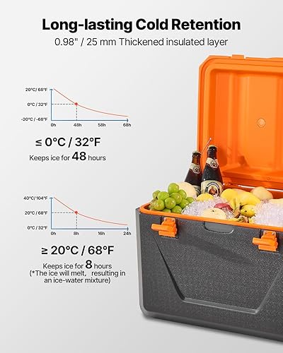 Miniatura 3 de VEVOR Portable Cooler, Lightweight Rigid Material Insulated Portable Cooler, Suitable for Family Picnics and Long Trips