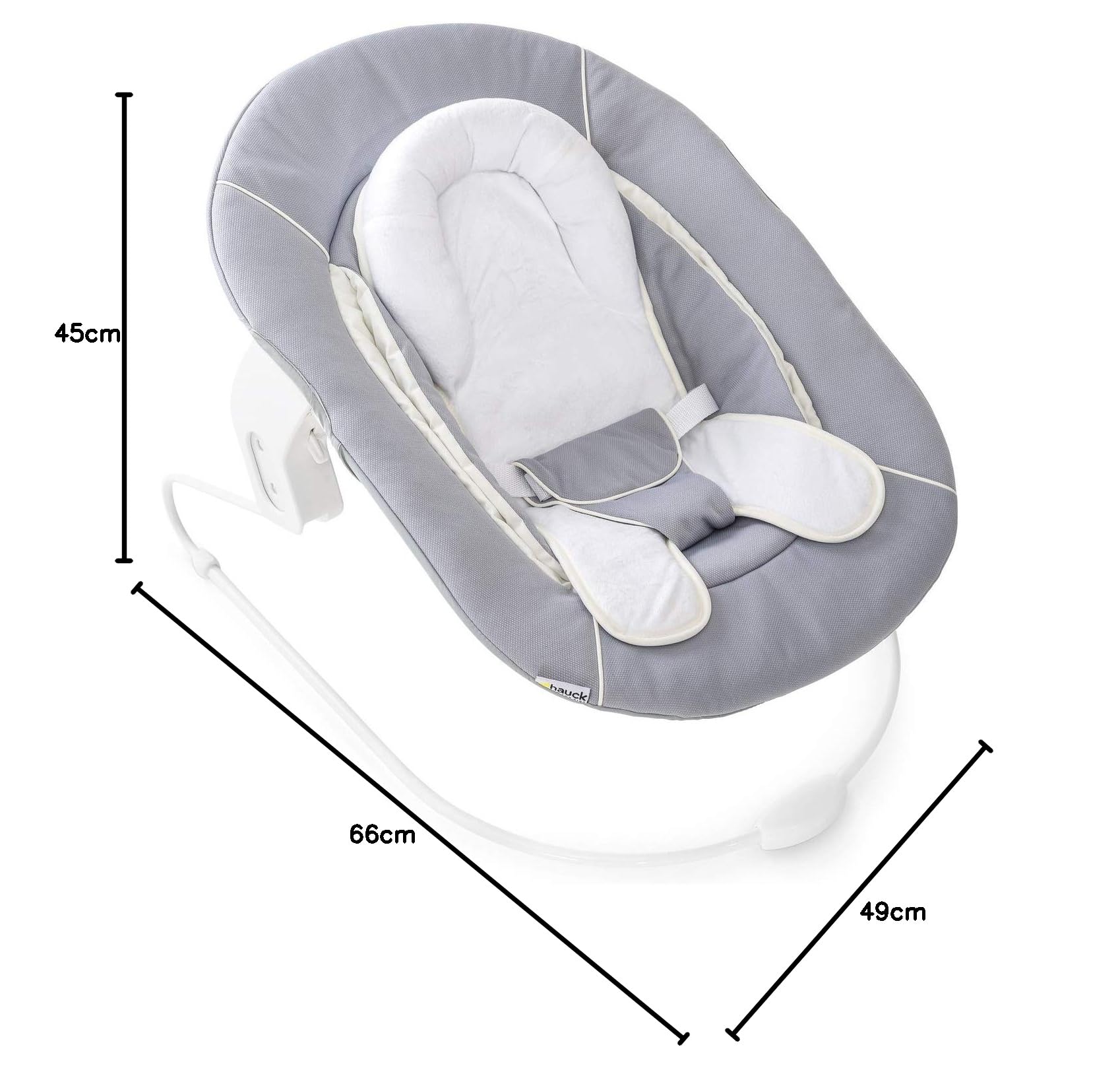 hauck Alpha Bouncer 2in1, Grigio - Sdraietta Neonato con Base Dondolo Compatibile con Seggioloni Pappa Alpha+ e Beta+ - da 0 Mesi fino a 9 kg - con Cintura a 3 Punti e Riduttore di Seduta