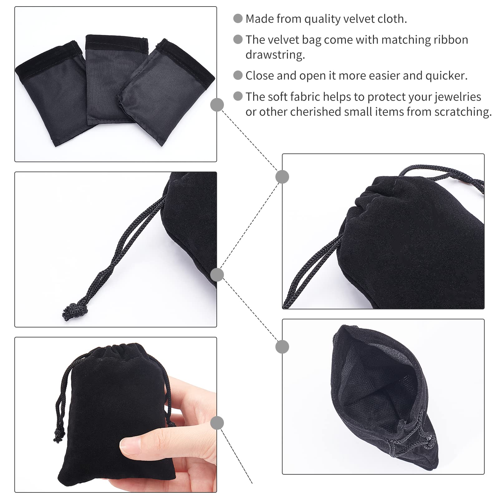 Sac Seau En Velours Avec Détails Brodés - Noir