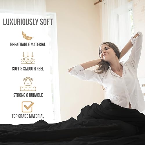 Miniatura 2 de Sábanas refrescantes de tamaño matrimonial, juego de sábanas de hotel de lujo, sábanas suaves con correas elásticas en las esquinas, sábanas de