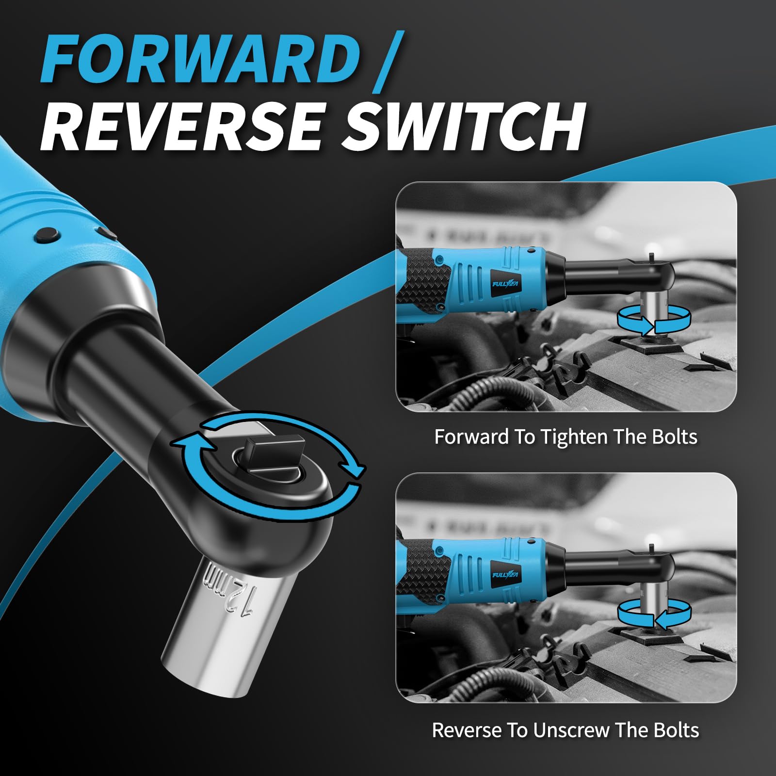 FULLYEA Cordless Ratchet Wrench - 45ft-lbs Torque -5 FULLYEA Cordless Ratchet Wrench - 45ft-lbs Torque -5