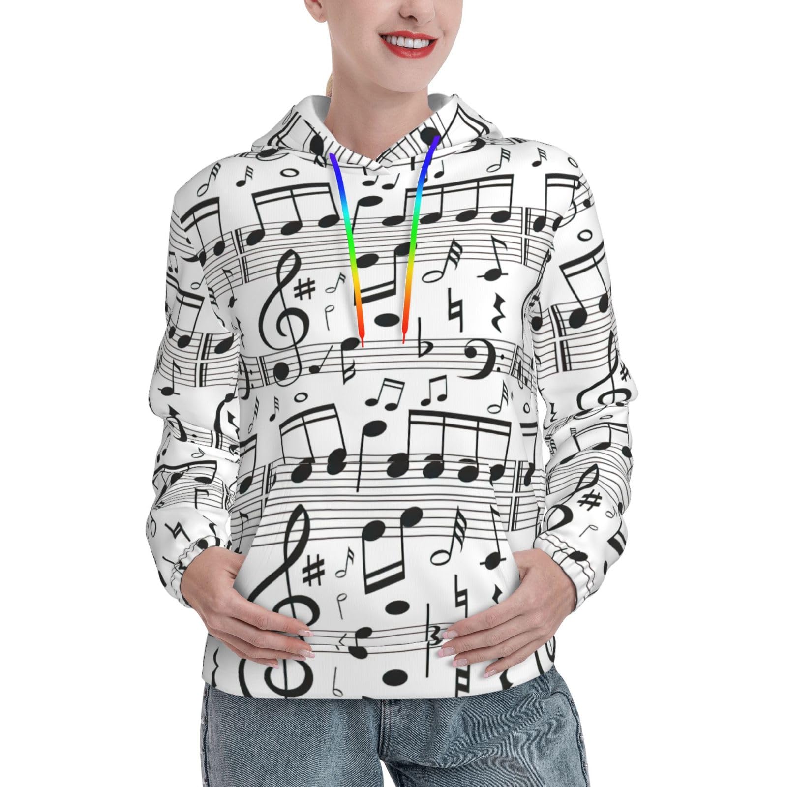 Sweat note de musique femme avec pull capuche imprimé mode - 8