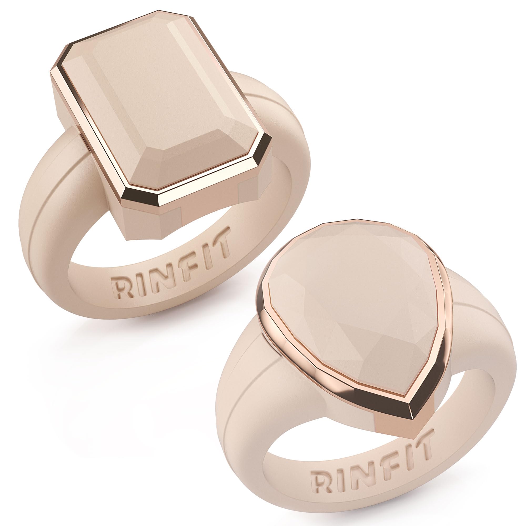 Rinfit Women's Silicone Rings - Anniversary Ring or Promise Ring for Her - Emerald Rubber Wedding Bands Women - Patented Design