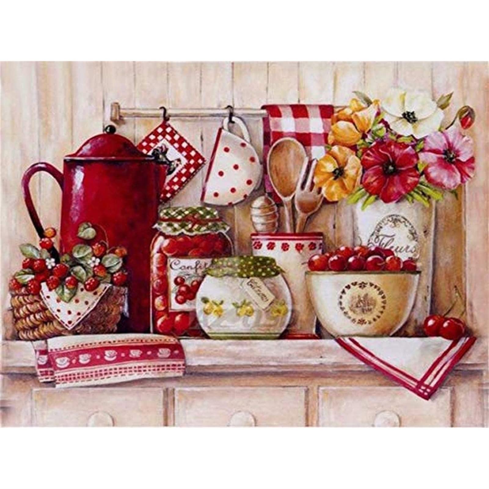 Kit Punto Croce Fiori In Vaso: Motivo Stampato, 11 CT, 36x46 Cm - Per Principianti Ed Esperti - Foto 8