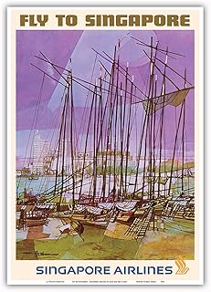 Fly to Singapore - Singapore Airlines - Vintage Airline Travel Poster by Seah Kim Joo c.1960s - Master Art Print 10in x 14in