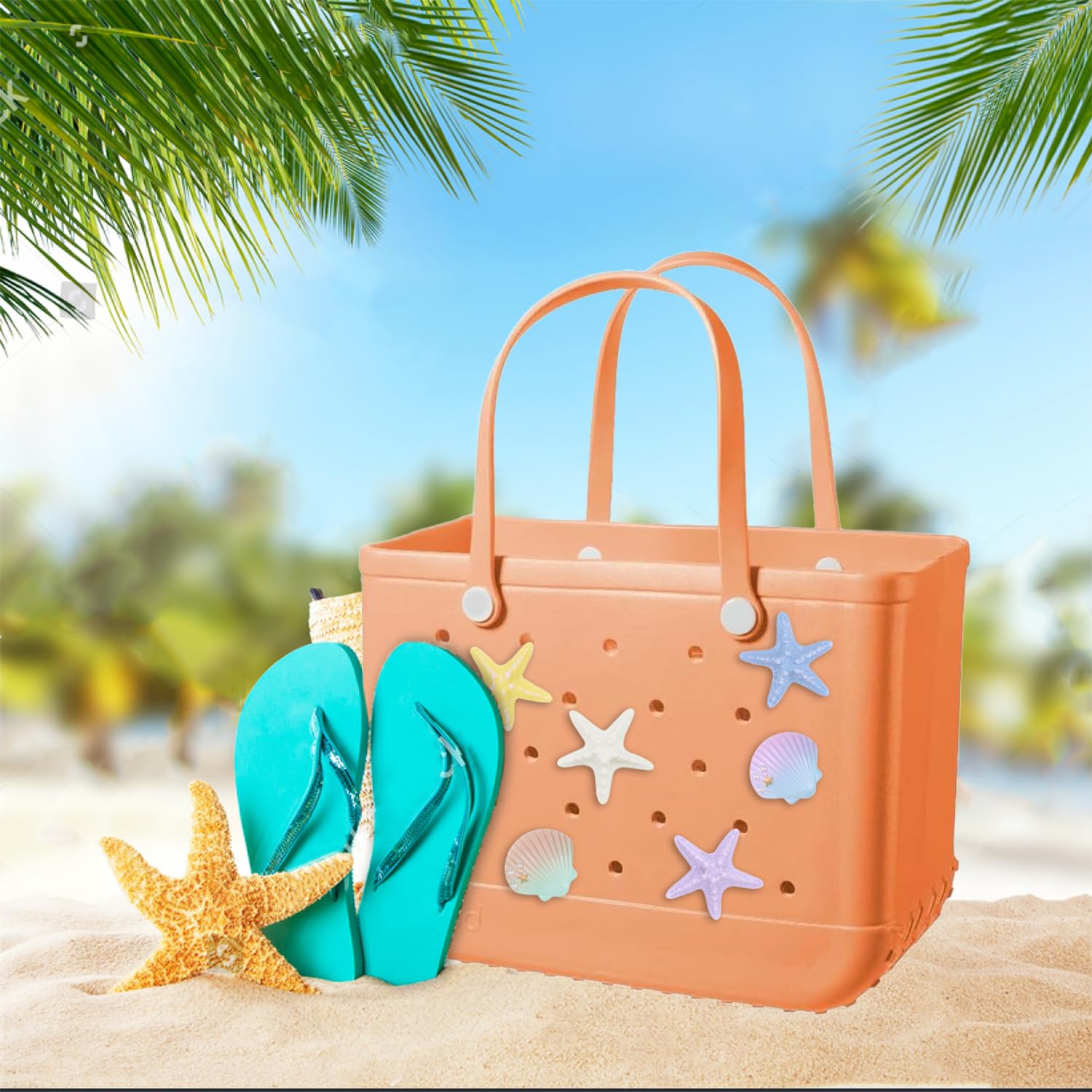 WORBSS - Dijes para bolsa Bogg, accesorios para bolsas de playa simples y modernos, decorativos para bolsa de playa Simply Southern, accesorio de inserción para bolsa de playa de goma con agujeros, 5