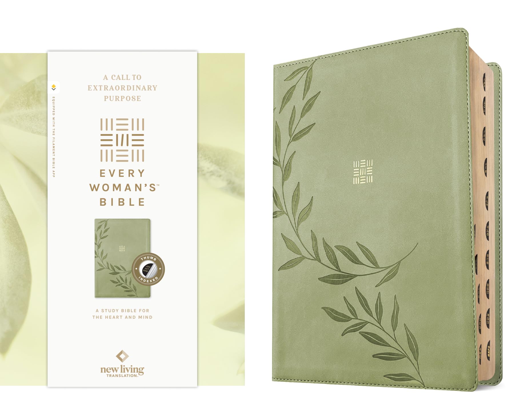 NLT Every Woman s Bible, Filament Enabled (LeatherLike, Olive Branch Green, Indexed, Red Letter): New Living Translation, Olive Branch Green, ... Bible, Filament Enabled, Indexed, Red Letter