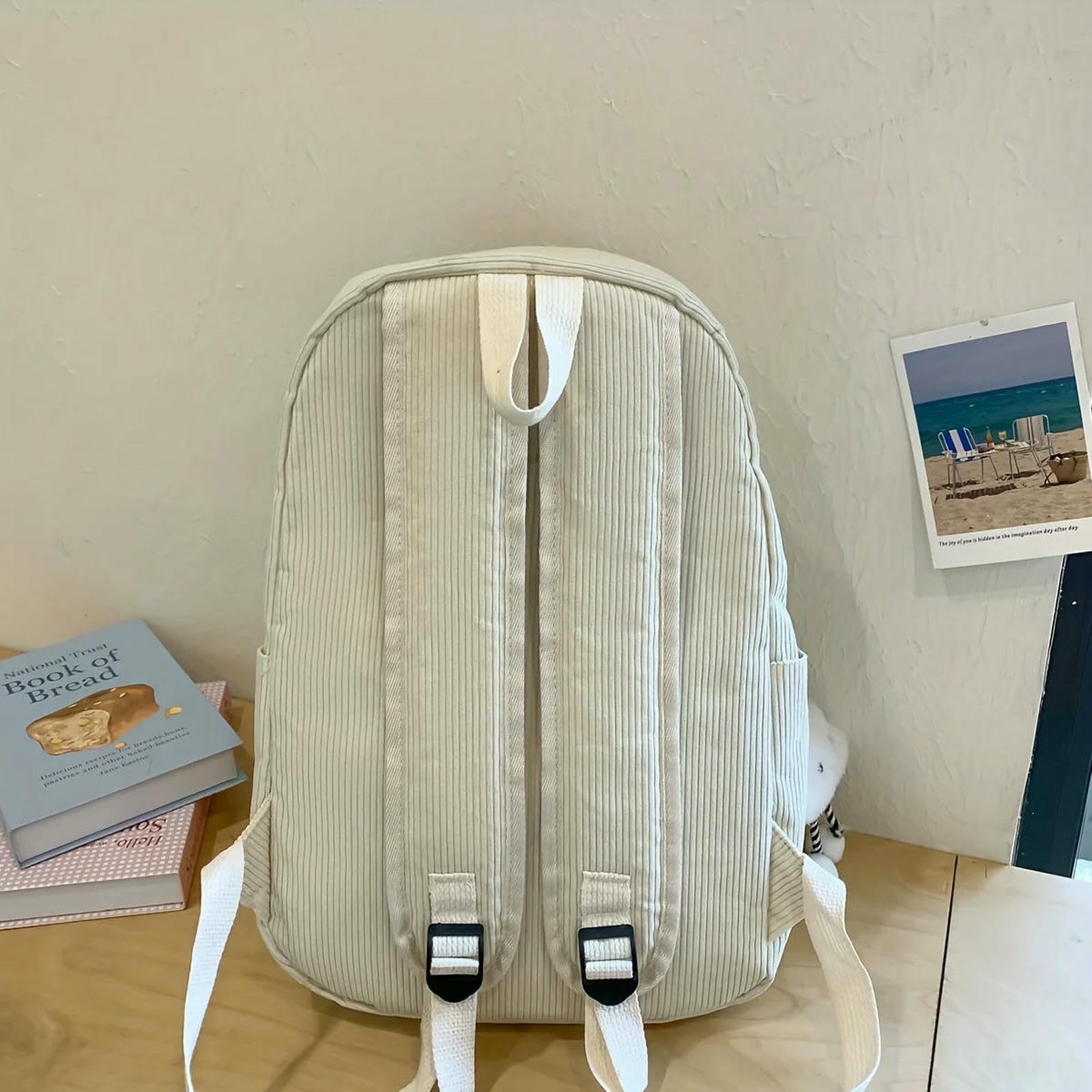 Zaino Casual in Velluto A Coste – Scolastico da Viaggio Unisex Stile Giapponese per L'uso Quotidiano dei Giovani-Cachi