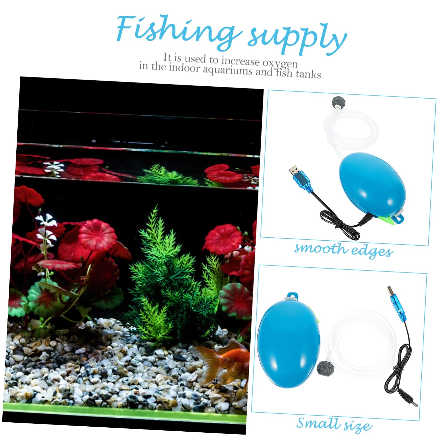 Bomba de oxigeno para pecera Suministro pecera Accesorios ambientador Bomba de Aire Piscina característica Tanque de Peces Suministro de Pesca Abdominales Blue