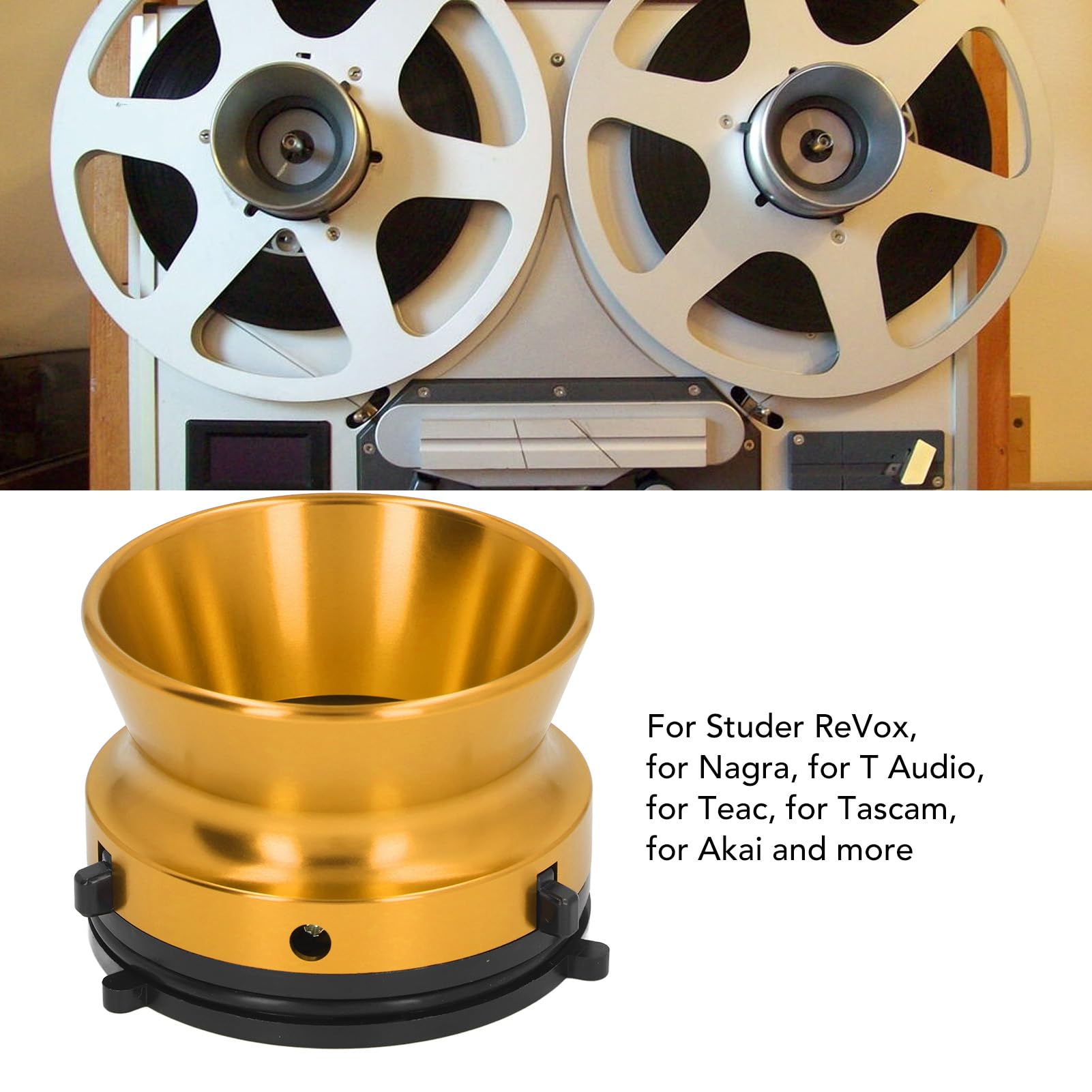 SENECESLI Adattatori Universali per Hub NAB in Alluminio Lucidato da 10 Pollici per Studer, Akai, Set di 2, Facili da Installare, Adatti a Vari Lettori Reel to Reel (GOLD)