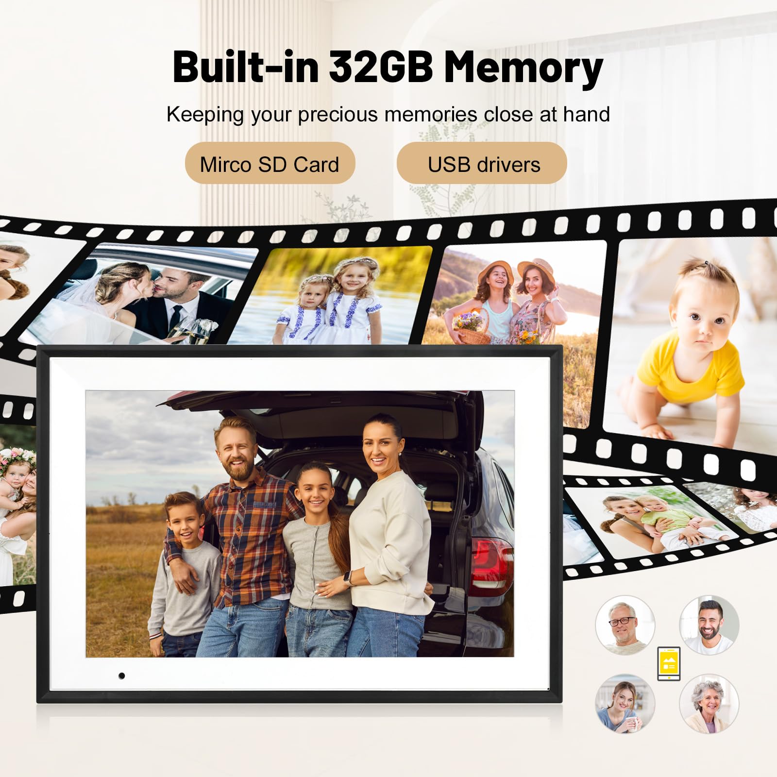 Humblestead Digitaler Bilderrahmen 10,1 Zoll 32GB WiFi Elektronischer Bilderrahmen 1280x800 HD intelligenter Touchscreen, Automatische Drehung, mühelose Fernkonfiguration über die AiMOR-App, Schwarz