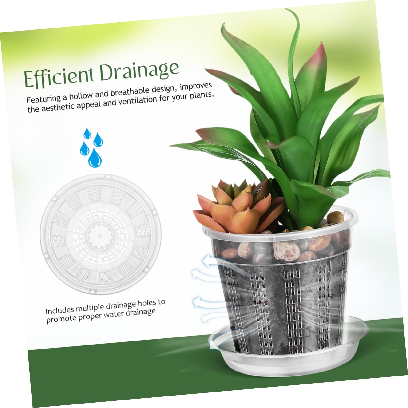 Happyyami 2 Ensembles Lot Pots Orchidées Plastique Transparent avec Drainage Et Saucers Pots Fleurs Ventilés Creux Convient Intérieur Extérieur pour Fraisiers Et Plantes Variées 8 Pièces * 2