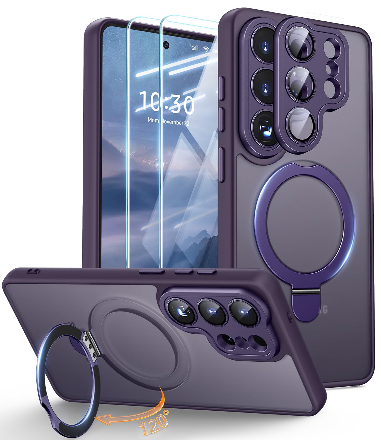 JAME für Samsung Galaxy S26 Ultra Hülle mit 2 Panzerglas&Vollständiger Kameraschutz,Militärschutz Kratzfest Transluzente Matt Ständer für Magsafe Handyhülle Samsung S26 Ultra Schutzhülle,Cobalt Violet