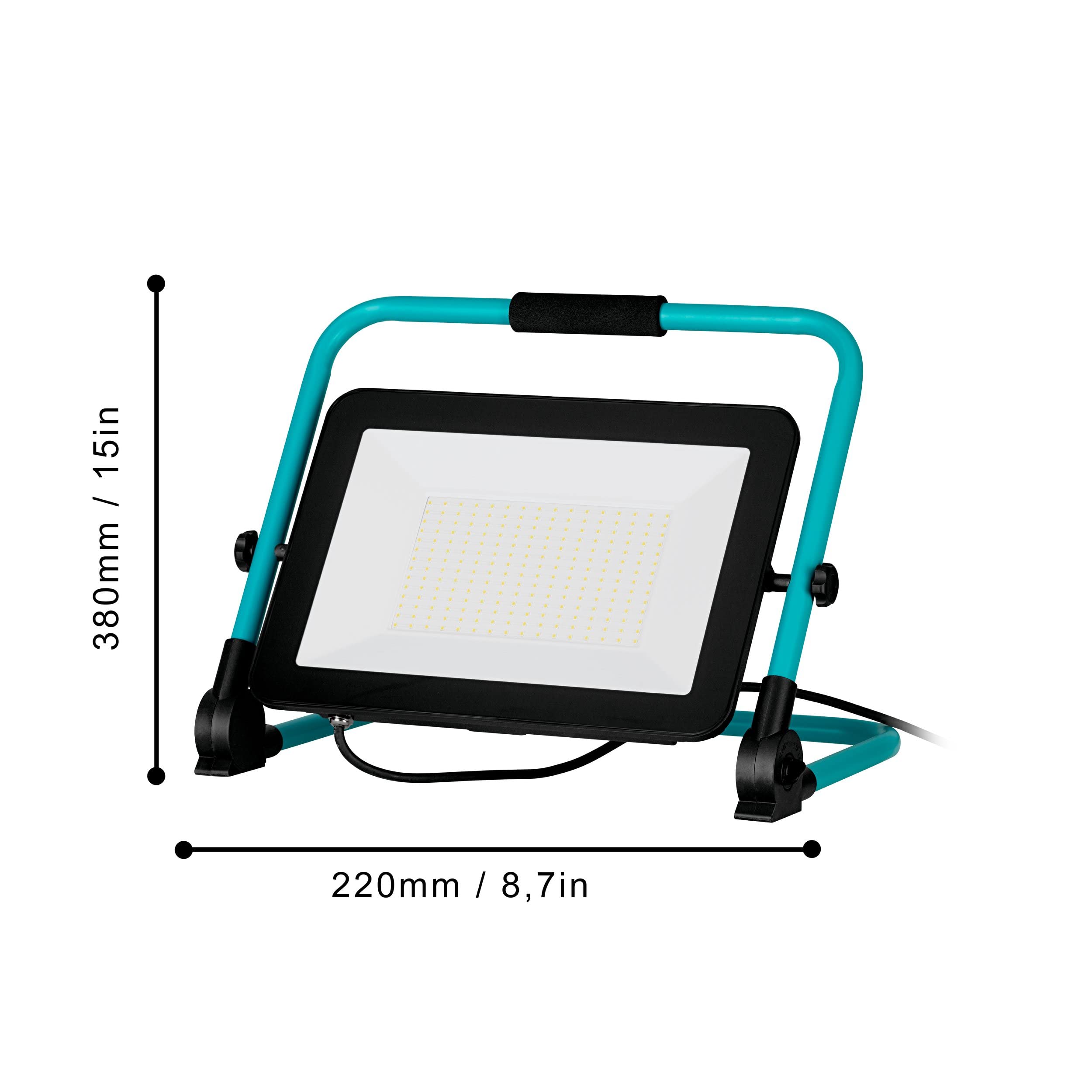 EGLO LED Baustrahler, tragbare Arbeitsleuchte aus Aluminium und Kunststoff | Arbeitsscheinwerfer in türkis und schwarz, Werkstattlampe schwenkbar, IP65, neutralweiß, 15800lm