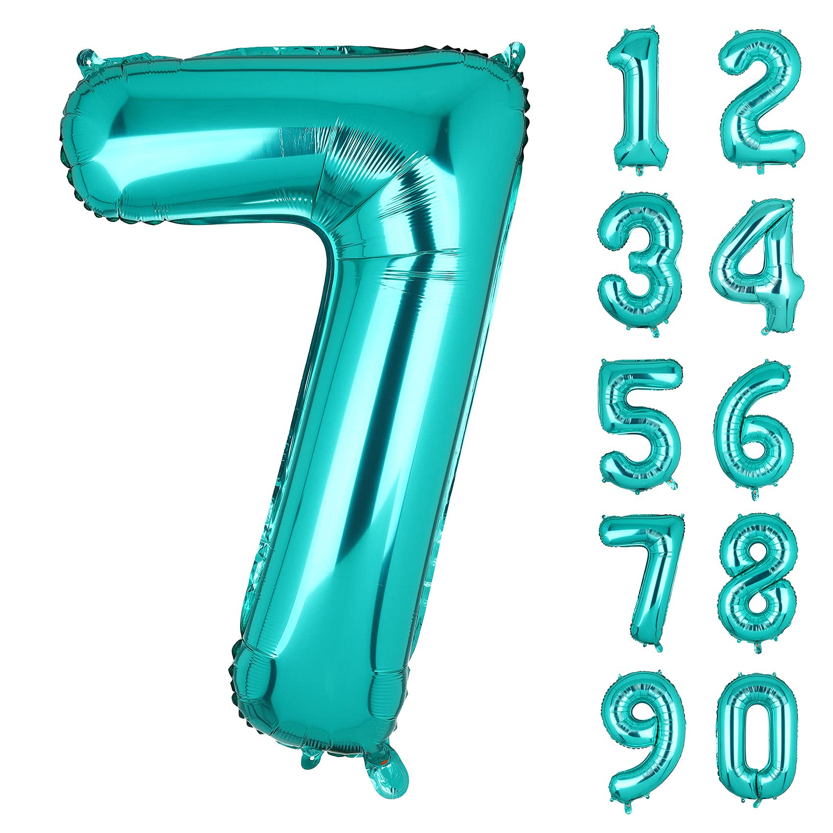 40 Inch Large Teal Number 7 Mylar Balloons Giant Tiffany Blue Helium Foil Balloon for Birthday Party Supplies Decoration