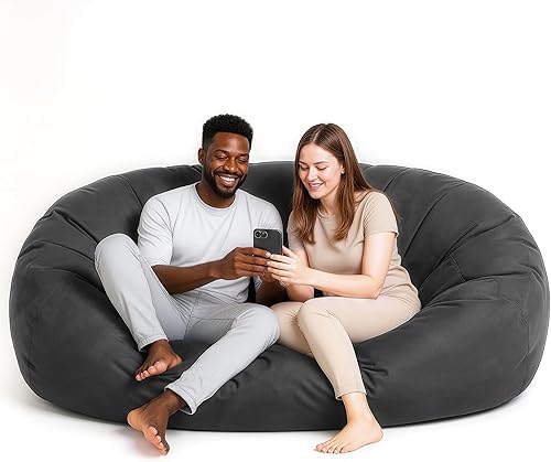 Miniatura 17 de Lumaland - Lujoso puf gigante de 1,8 m con funda de microgamuza, ultra suave, relleno de espuma, lavable, XL, para niños, adolescentes, adultos,