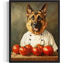 German Shepherd Chef Kitchen UnFramed Wall Art Print Poster, Dog Pet Lover Picture Painting Artwork Bedroom Living Room Office Dining Room 151A German Shepherd Chef Kitchen, 24"L x 18"W, Unframed