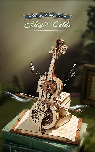 Miniatura 2 de ROBOTIME Rompecabezas mecánicos 3D para adultos, caja de música de madera, kit de modelo de violonchelo mágico, regalo único para ellaél AMK63