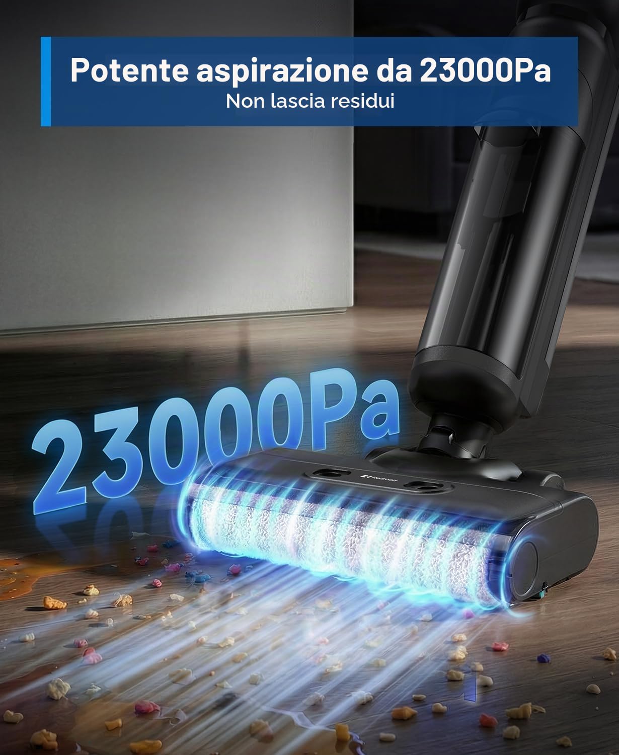 H13 Aspirapolvere Lavapavimenti Senza Fili, 23.000 Pa, 75 Min Autonomia, Aspirapolvere Lavapavimenti 2 in 1, Lavapavimenti Senza Filo per Pavimenti Duri e Peli di Animali