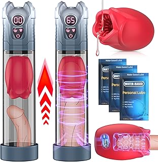 Sex Toýs Homme Pompes à Pénis, Masturbateurs Masculins 4-en-1 Agrandir son Pénis Vaginette Formation, Masturbeuse Masculin Automatique Pompe a Penis, Sextoy Homme Vibromasseur Ultra Réaliste Sextoys