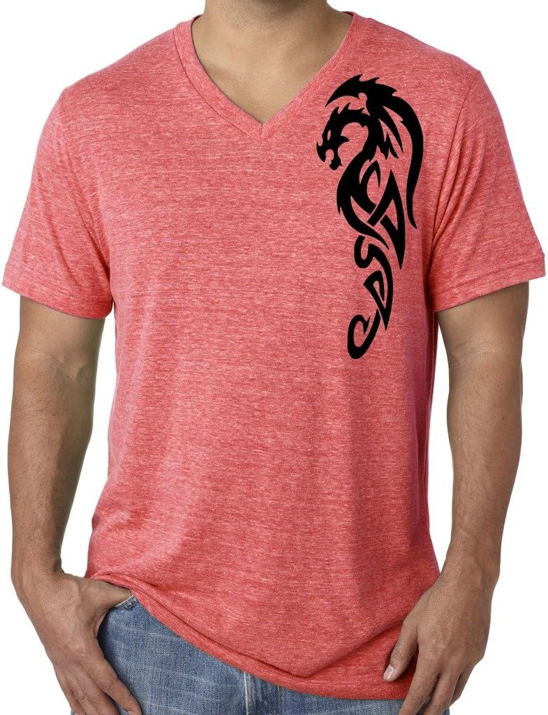 Yoga Clothing For You Mens Tribal Dragon V-Neck Tee Shirt