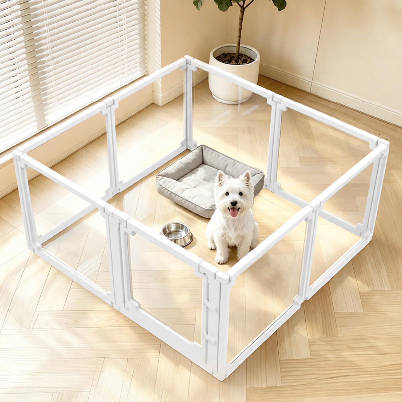 Amazon.com : EVOTAILS Stackable Acrylic Dog Playpen Indoor, White
