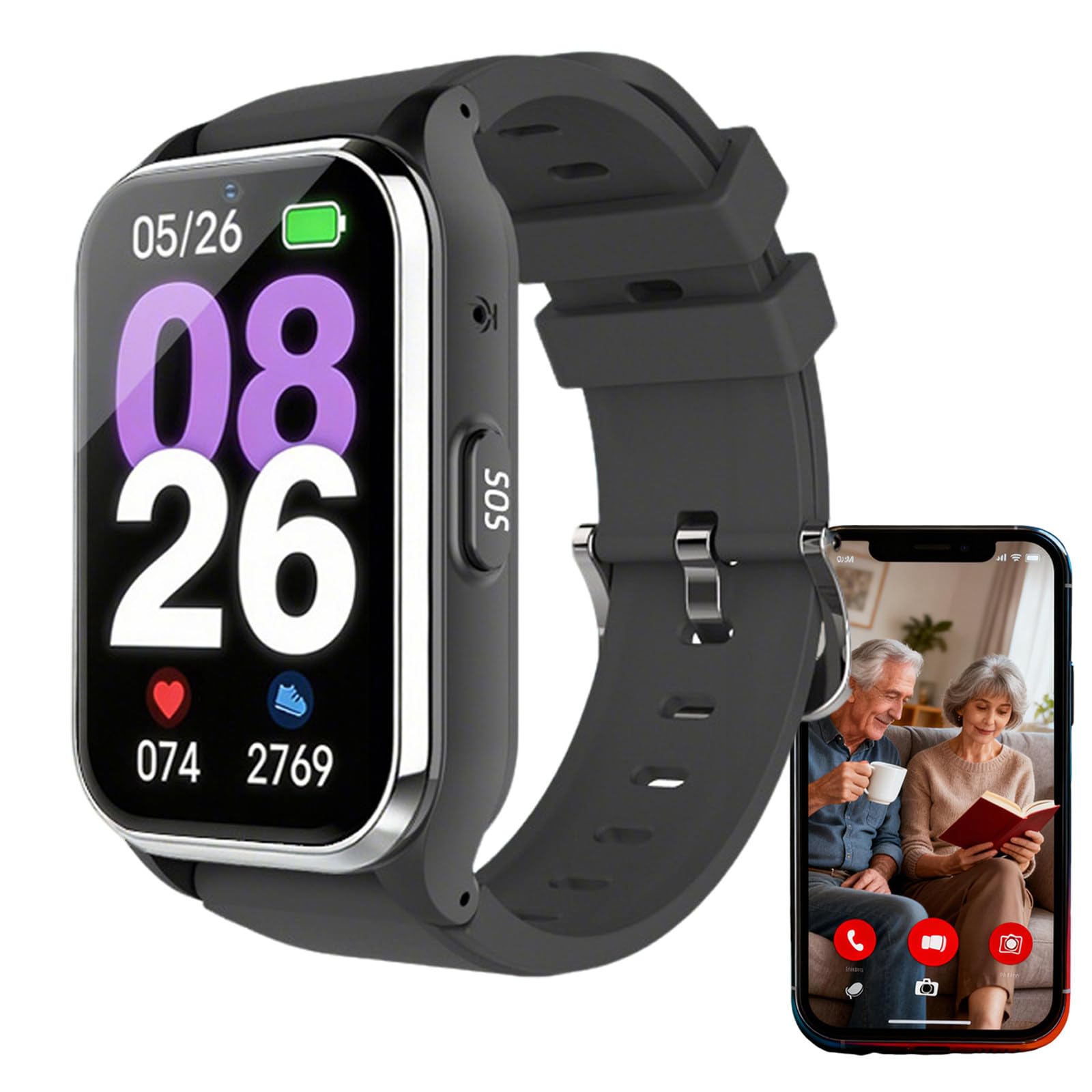 LRPMGZYoe Elderly Alarm Reminder Watch with Fall Detection Alarm Reminder