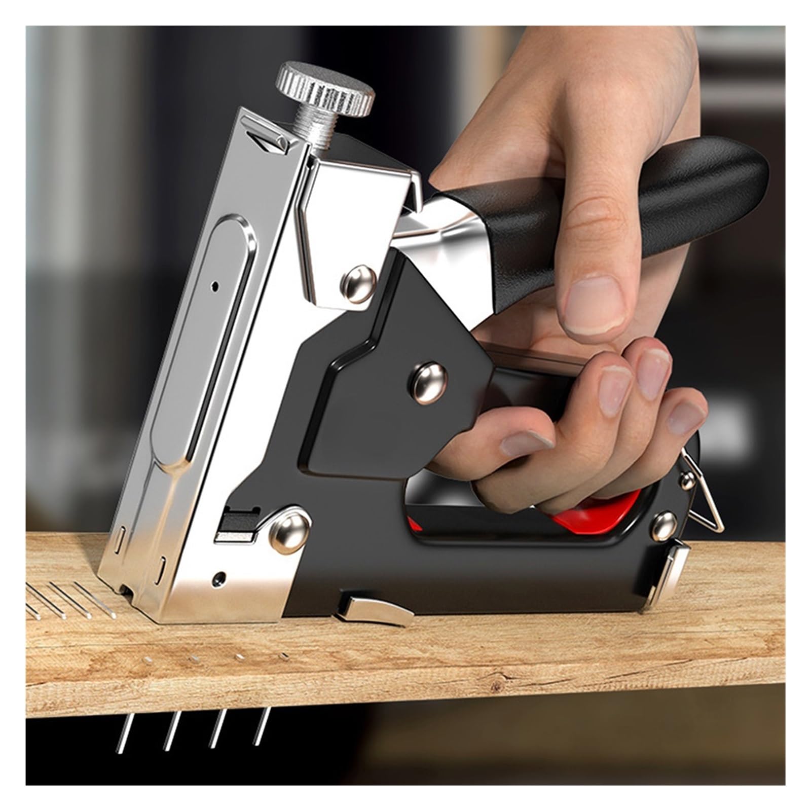 Pistola sparapunti pneumatica senza olio Chiodatrice manuale for tappezzeria, multifunzione 4 in 1, chiodatrice portatile, chiodatrice portatile veloce, strumento for la lavorazione del legno