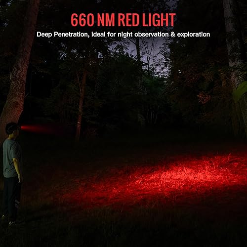 Miniatura 3 de Sofirn HS43 - Linterna frontal con luz roja, 3200 lúmenes, recargable, LED, impermeable, para adultos, perfecta para camping, senderismo, caza,