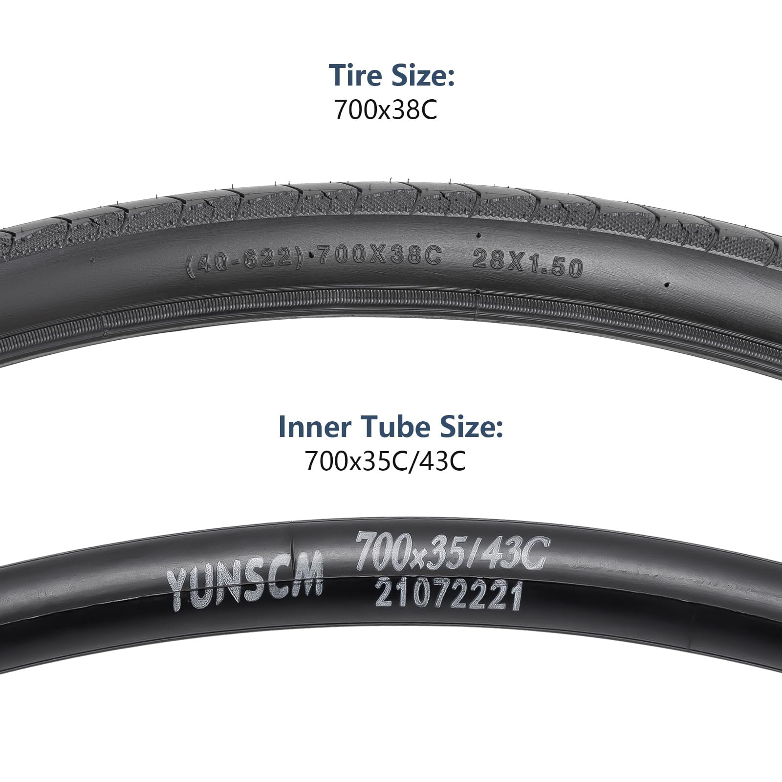 YunSCM 2-pak, składana opona rowerowa 28 cali, 28 x 1,50, 700 x 38C, płaszcz 40-622 i 2 sztuki w opakowaniu 700C wąż AV48 mm, wentyl kompatybilny z rowerem 700 x 38C 38-622 700 x 40C rower 28 cali