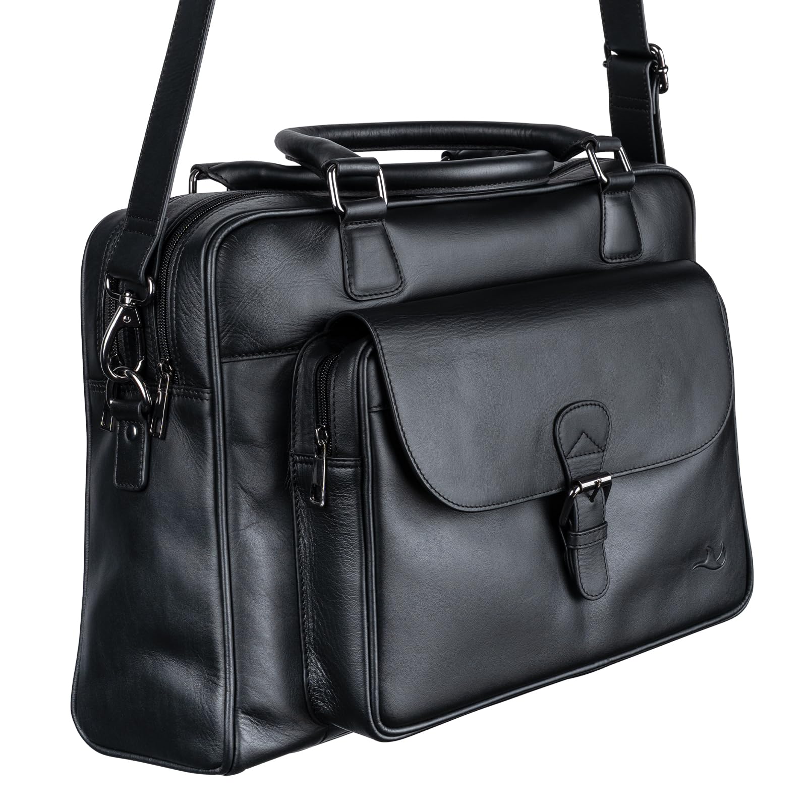 MANTA Echtleder Business-Tasche, Handgearbeitete Aktentasche aus Leder, Stilvoll & Modern, 16-Zoll Laptoptasche, Elegante Notebooktasche, Umhängetasche, Dokumententasche, Schultertasche, Laptop-Sleeve