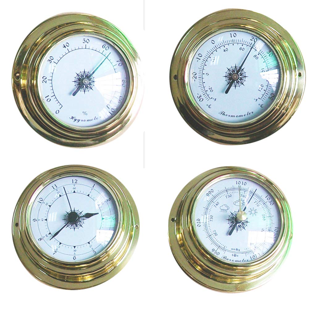 4 Zoll 4 PCS/Set Thermometer Hygrometer Barometer Uhren Uhr Kupfer für Shell Marine für Smart Hygrometer Thermometer