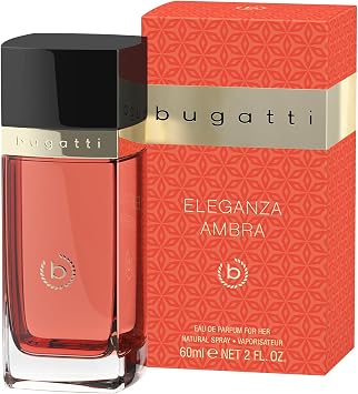 bugatti Eleganza Ambra Eau de Parfum for Women, 60 ml, Sensual Women's Fragrance for All Ages and Any Occasion, Powerful Combination of Cherry, Poppy, Musk and Vanilla, Fragrance