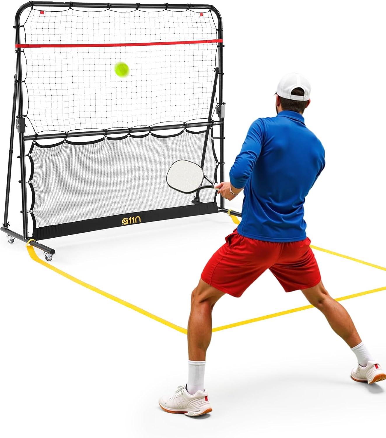 A11N SPORTS Pickleball Rebounder with Adjustable Angles & 360° Wheels – Practice Rebounder for Forehand, Backhand, Dinks, Volleys – Ideal for Indoor Garage or Outdoor Driveway
