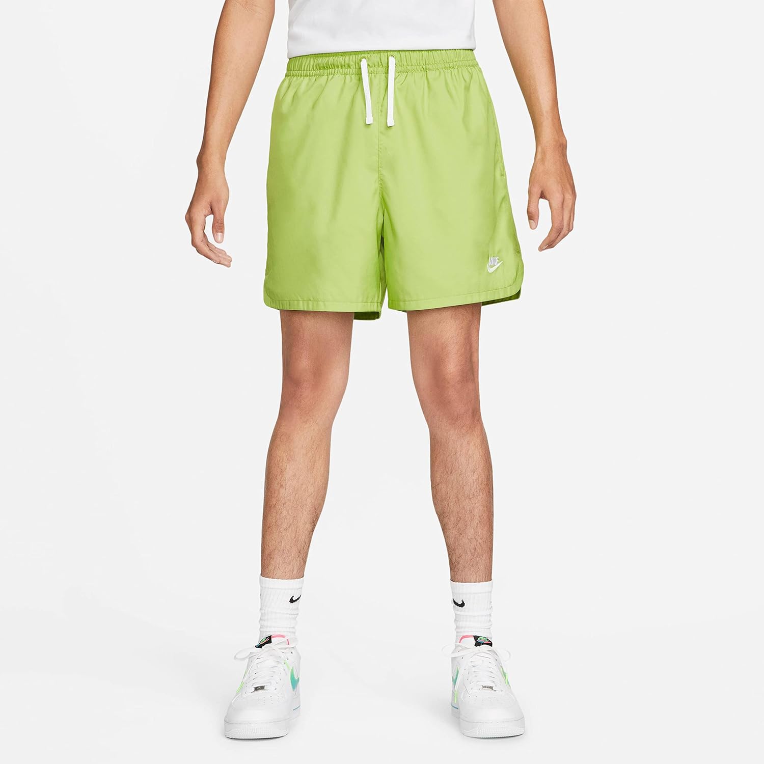 Nike mens Sportswear Sport Essentials Woven Lined Flow Shorts, Vivid Green/White, X-Large