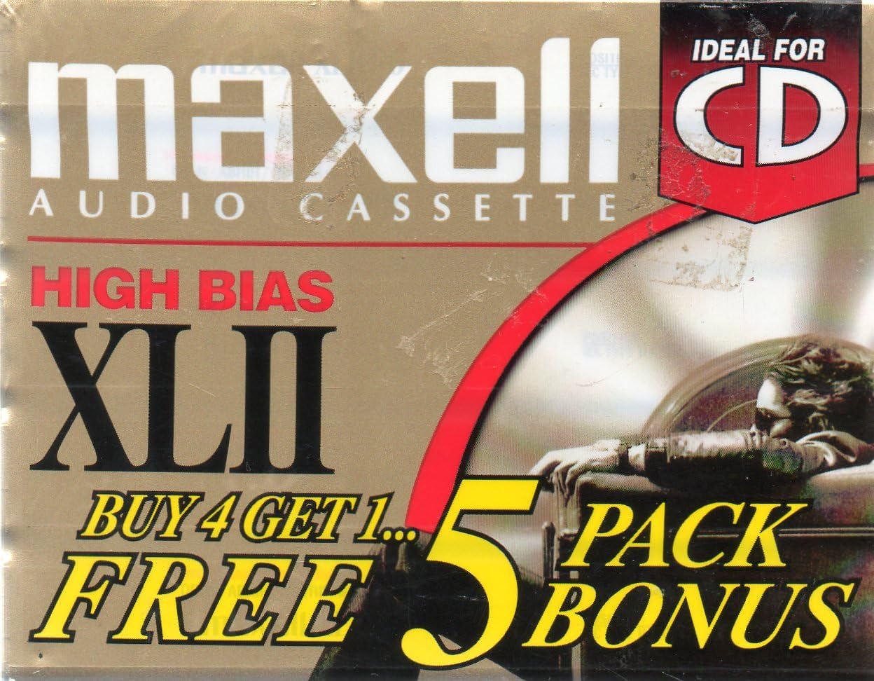 Five Maxell Audio Cassettes: High Bias XLII, 90 minutes, Position IEC Type II High