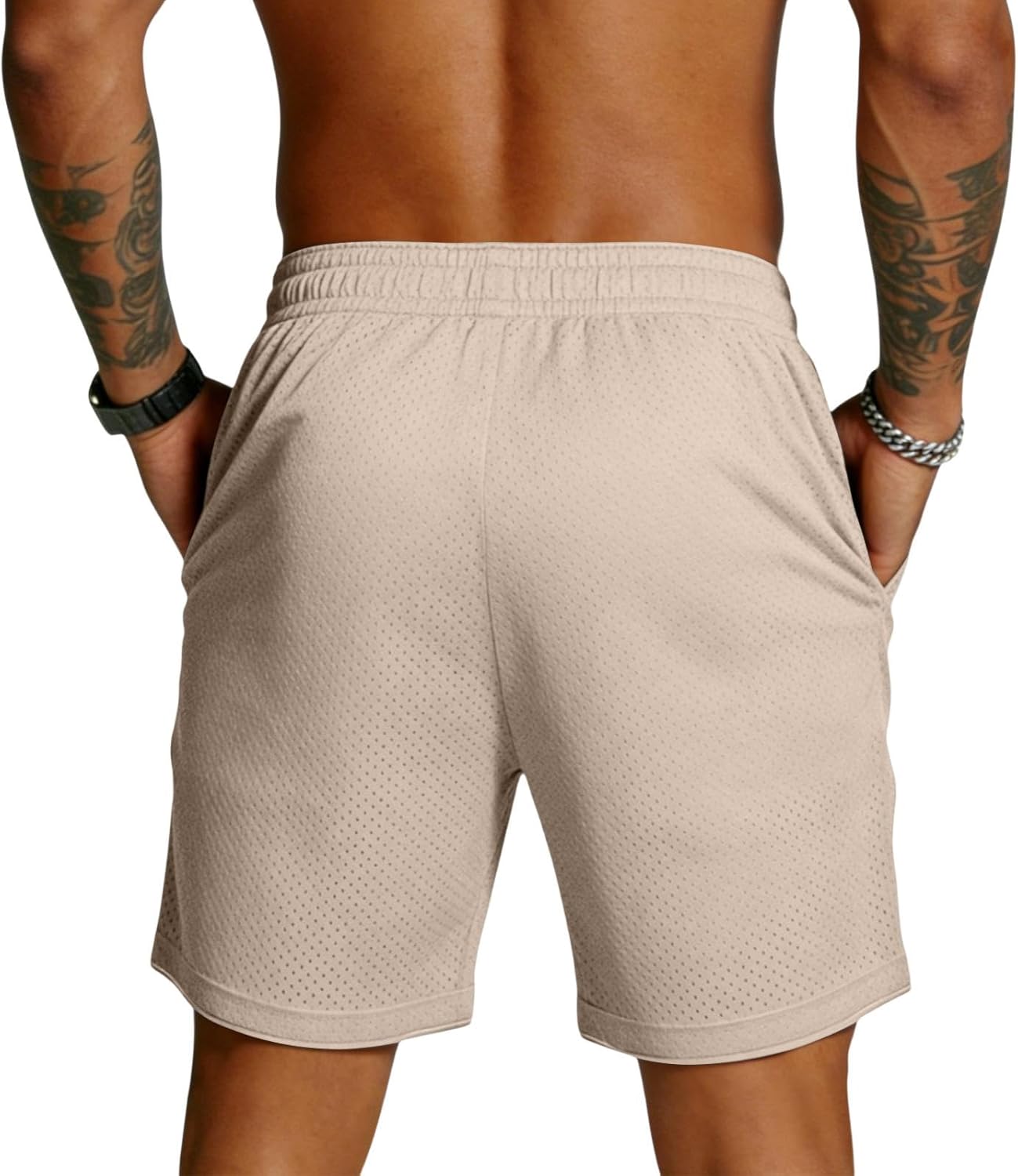 Ymosrh Men's Casual Shorts Elastic Waist Drawstring Hawaiian Palm Tree Print Beach Vacation Shorts with Pockets S-3XL