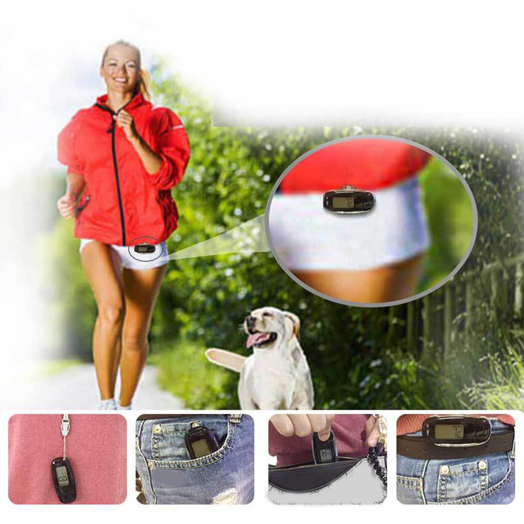 Podomètre 3D Rechargeable USB Avec Clip Et Sangle – LCD Rétroéclairage Compteur Pas Calories Distance