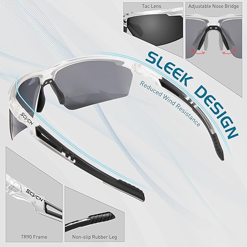 Miniatura 4 de SCVCN Gafas de sol deportivas fotocromáticas para ciclismo, gafas transparentes para hombres y mujeres, protección UV400, MTB BMX, pesca, correr,