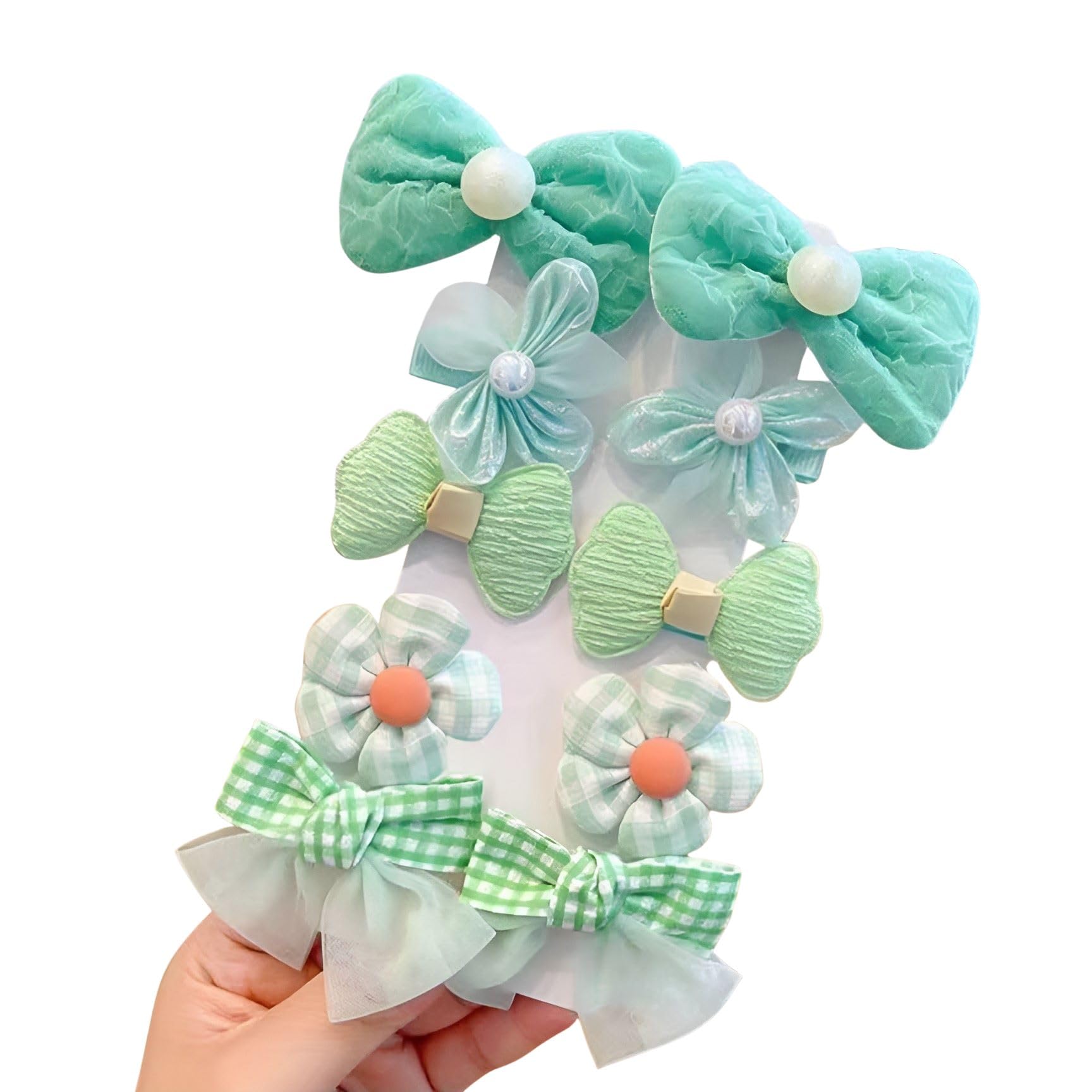 SYGA 10-Piece Baby Hair Clip Set for Girls Adorable Bow and Flower Designs Hair Pin Soft, Lightweight, and Stylish - Cyan-image-19