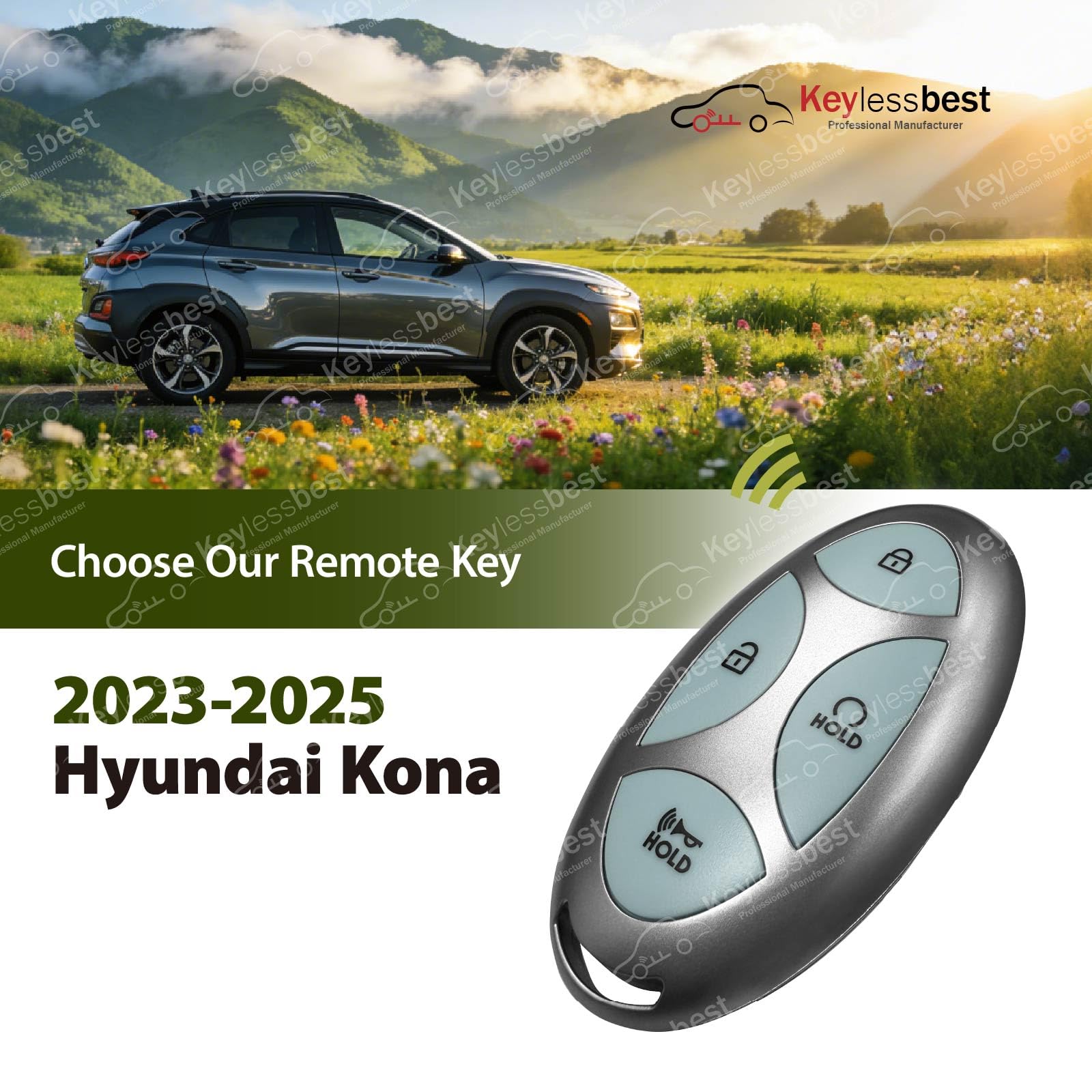Ricambio per telecomando Hyundai Kona 2024 95440-BF100 4 pulsanti 433 MHz