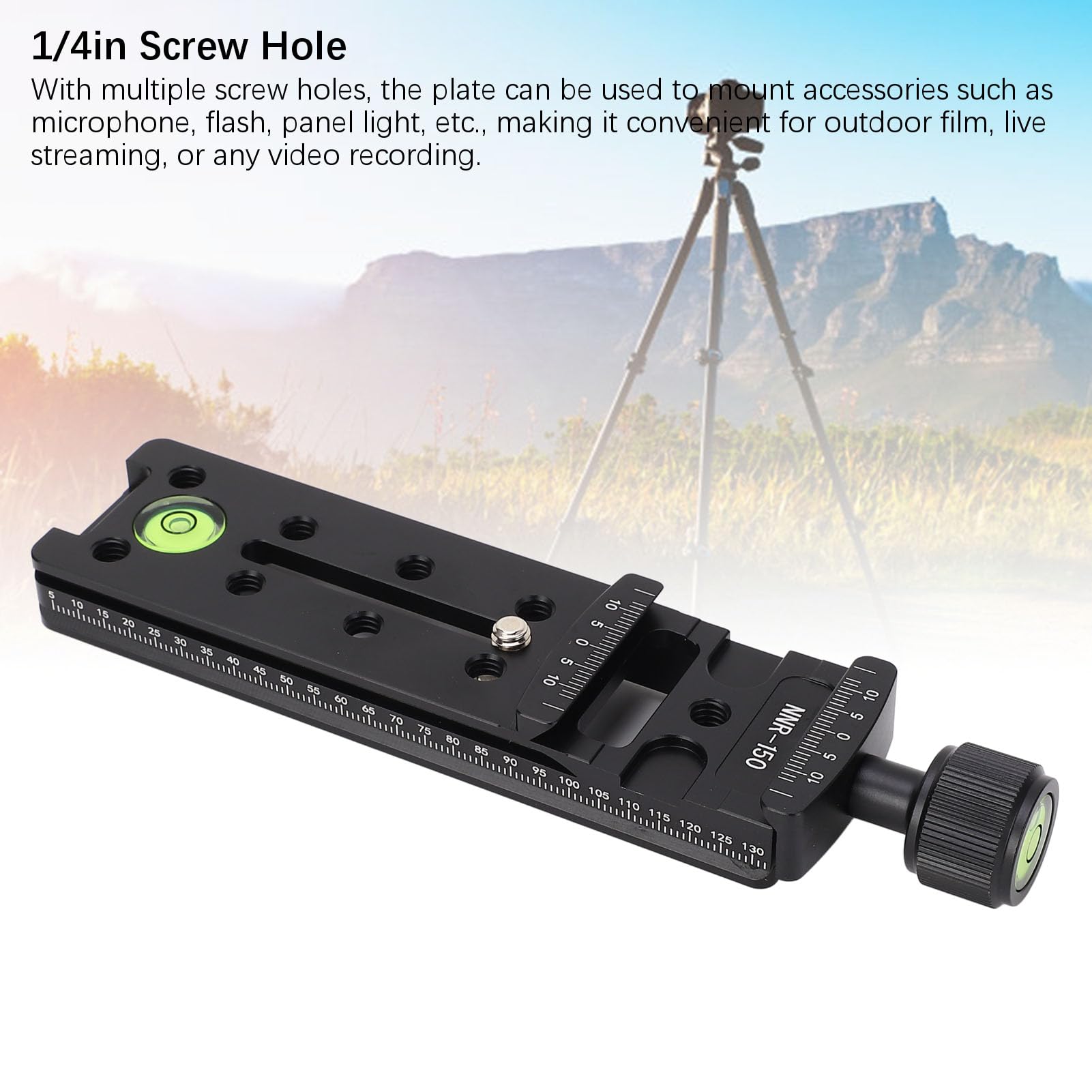 Jectse Glissière Nodale de Rail de Caméra, Pince de Plaque à Dégagement Rapide de 150 Mm avec Trou de Vis de 1/4 Po, Compatible Arca pour la Photographie Macro Panoramique